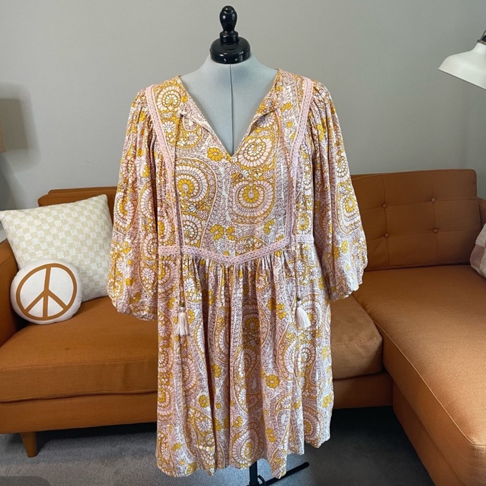 NWOT Anthropologie | 3X | Floral Mini Dress with Tassles